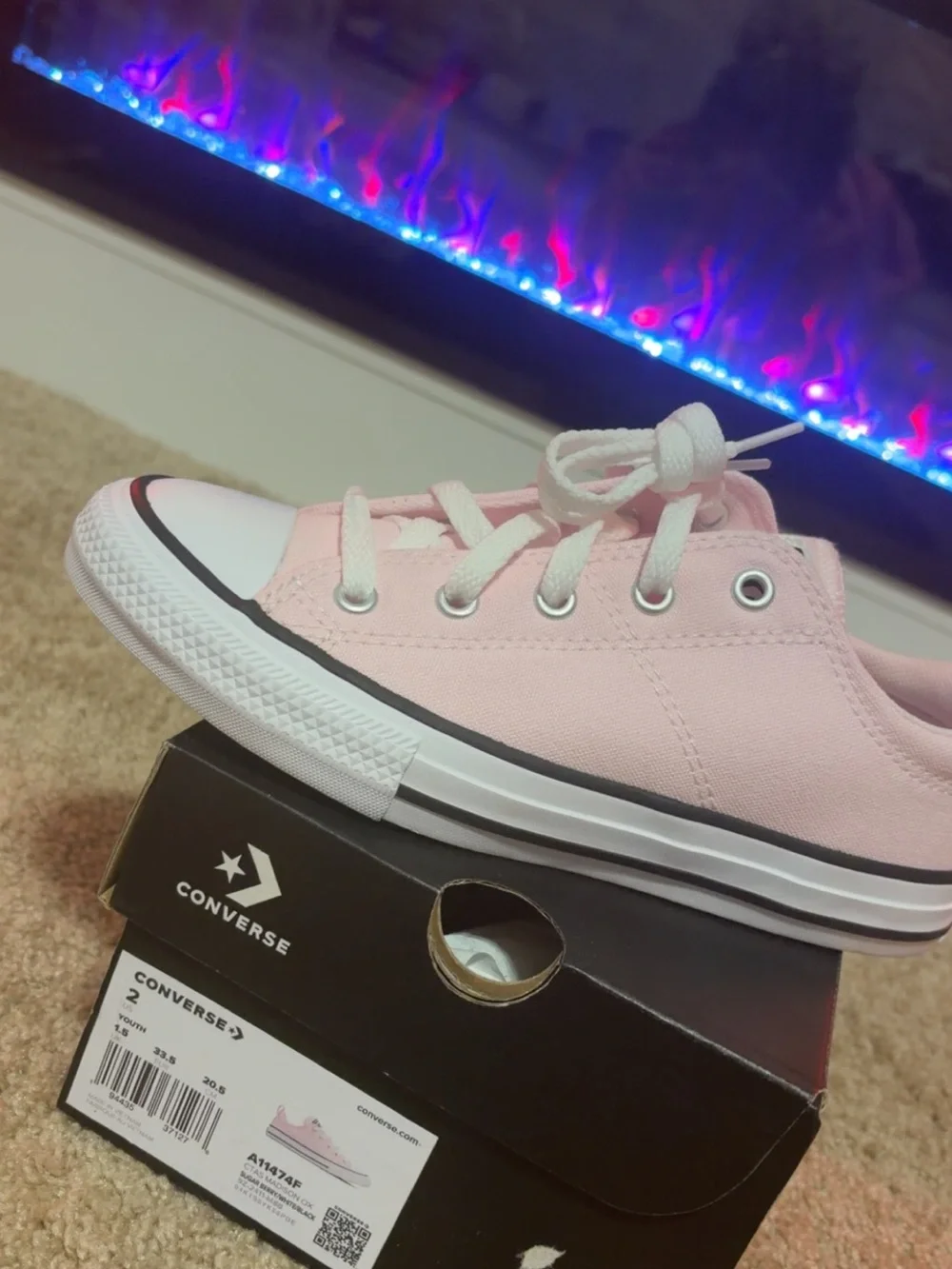 Converse Kids Low Top Canvas Sneakers in Pale Pink